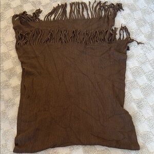 Brown Fringe Throw Blanket